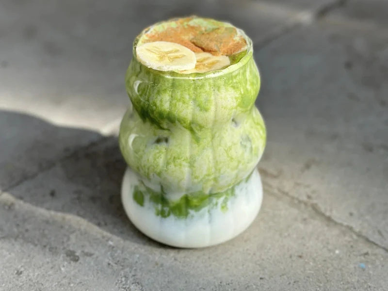 Banana cream matcha latte iced recipe in Dubai UAE