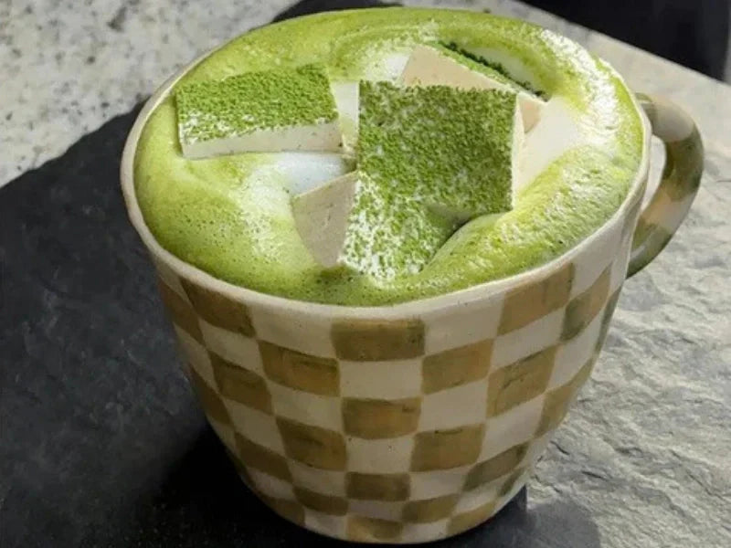Chocolate matcha with marshmallows hot drink recipe in Dubai UAE made with premium matcha powder