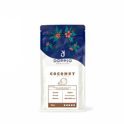 Indonesia Coconut co-fermentation specialty coffee beans with coconut, cacao nibs, tropical fruit and caramelized brown sugar notes by Bella Coffee UAE
