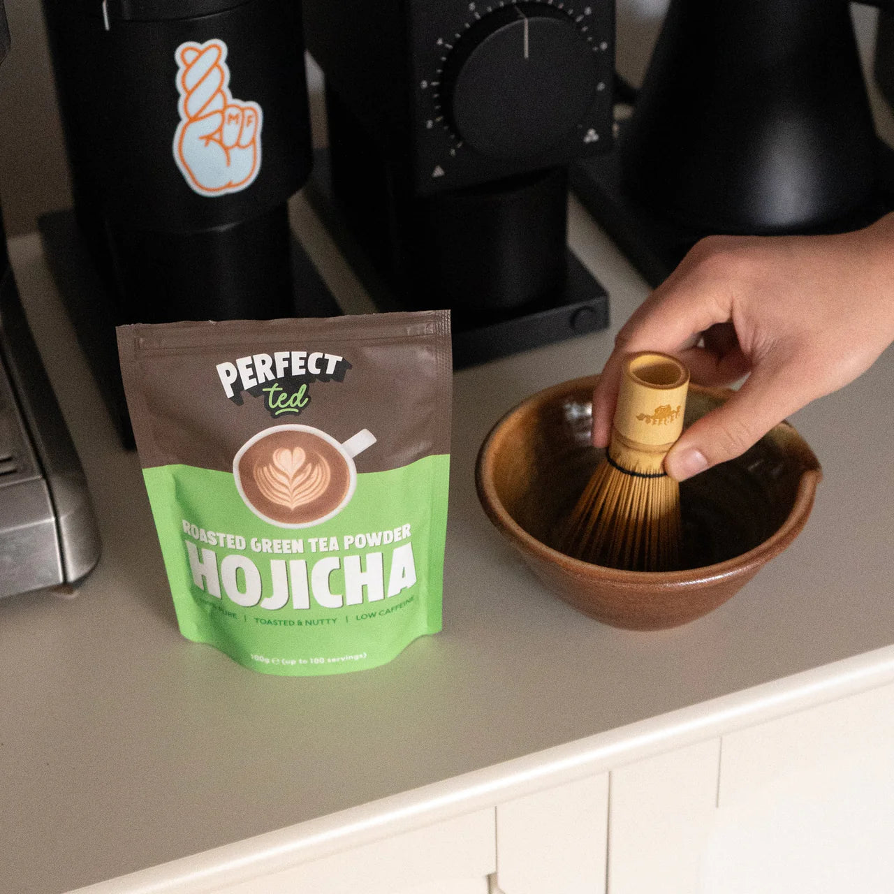 100g Premium Hojicha Powder pack roasted green tea process